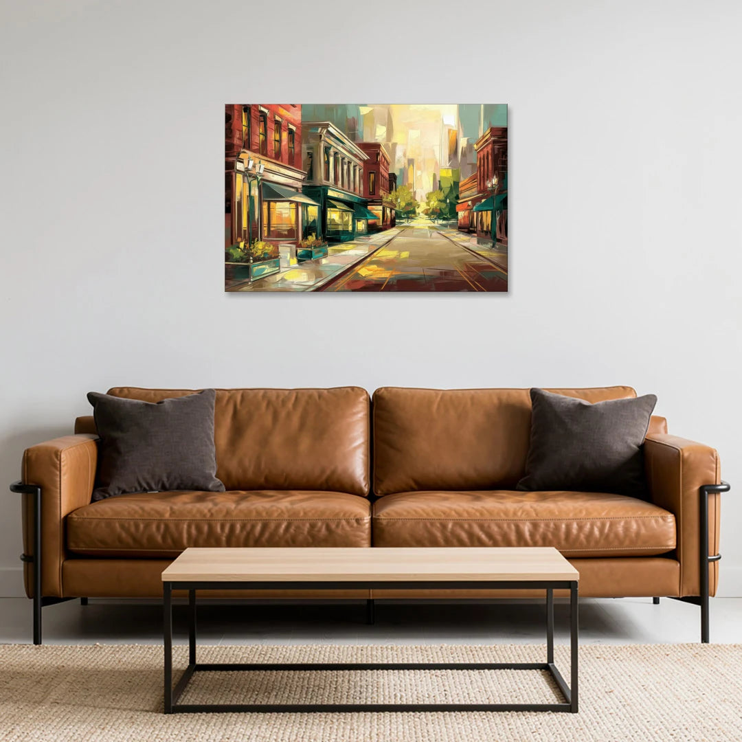 Greensboro Downtown Streetscape - Canvas Wall Art - Sofa - 36x24