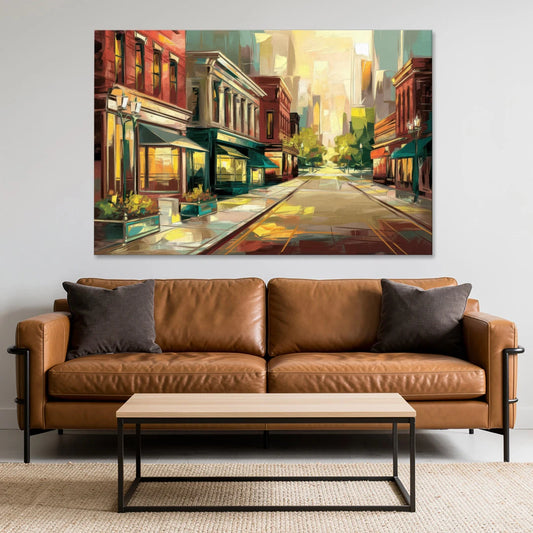 Greensboro Downtown Streetscape - Canvas Wall Art - Sofa - 60x40