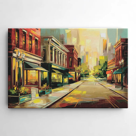 Greensboro Downtown Streetscape - Canvas Wall Art