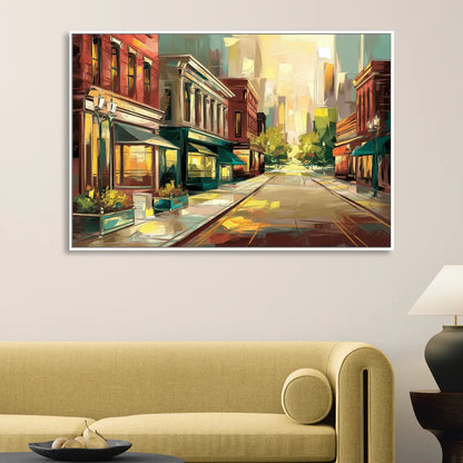 Greensboro Downtown Streetscape Sitting Room - White Canvas Wall Art