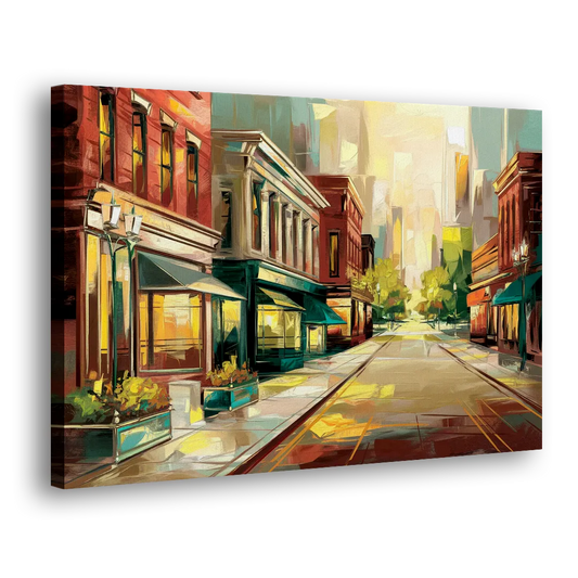 Greensboro Downtown Streetscape Side - Canvas Wall Art