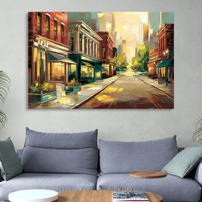 Greensboro Downtown Streetscape Living Room - Canvas Wall Art