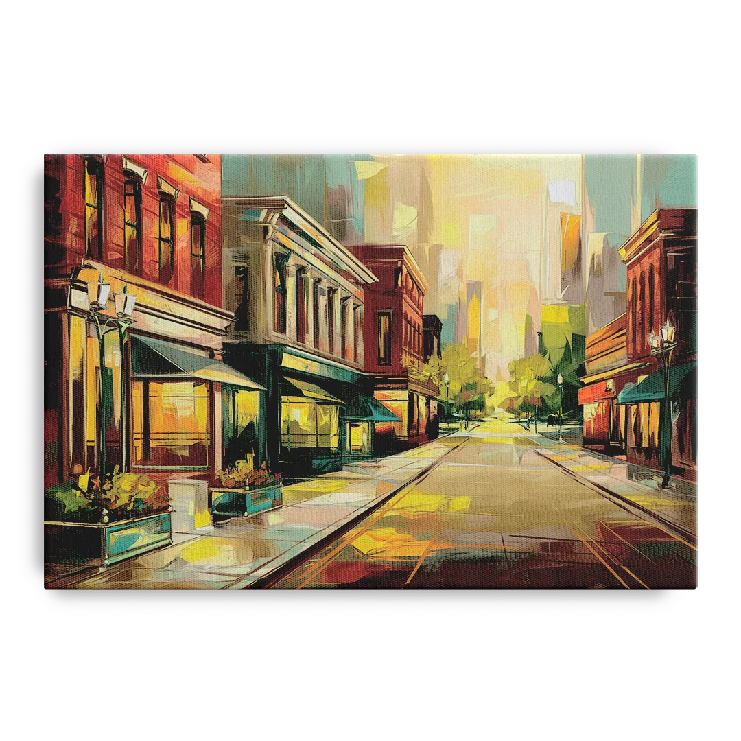Greensboro Downtown Streetscape Front - Canvas Wall Art