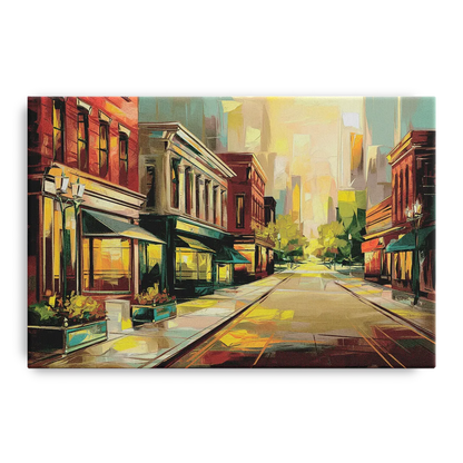 Greensboro Downtown Streetscape Front - Canvas Wall Art