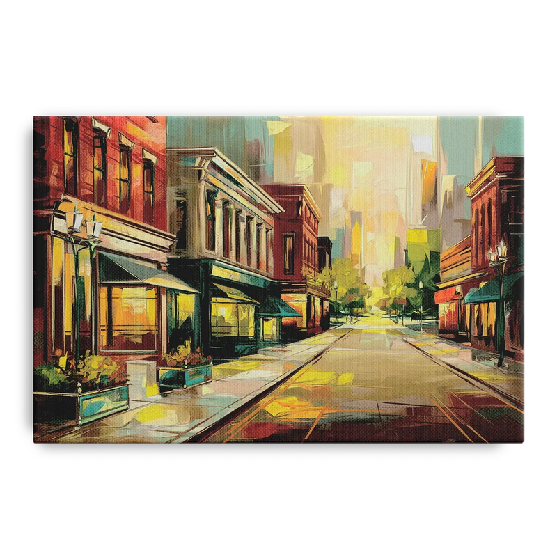Greensboro Downtown Streetscape Front - Canvas Wall Art
