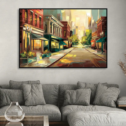 Greensboro Downtown Streetscape Sitting Room - Black Canvas Wall Art