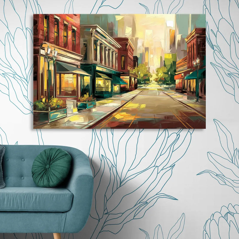 Greensboro Downtown Streetscape Sitting Room - Canvas Wall Art