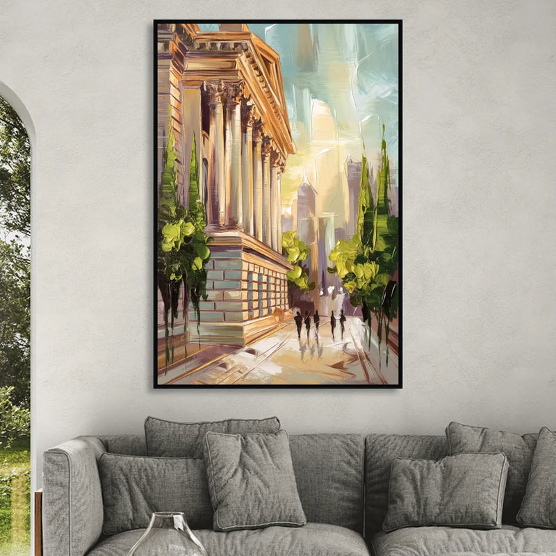 Greensboro Historic Architecture Living Room - Black Canvas Wall Art