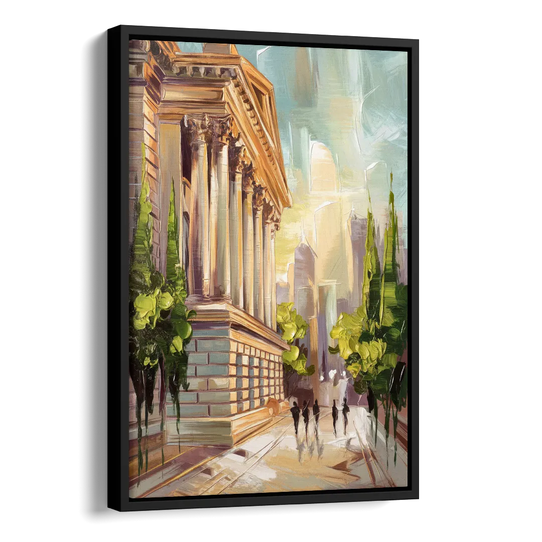 Greensboro Historic Architecture Side - Black Canvas Wall Art