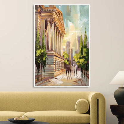 Greensboro Historic Architecture Living Room - White Canvas Wall Art
