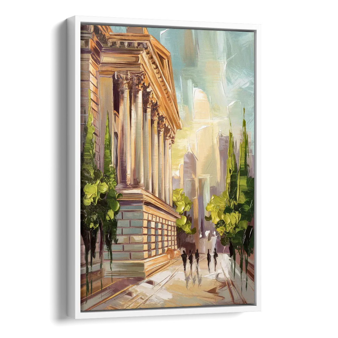 Greensboro Historic Architecture Side - White Canvas Wall Art