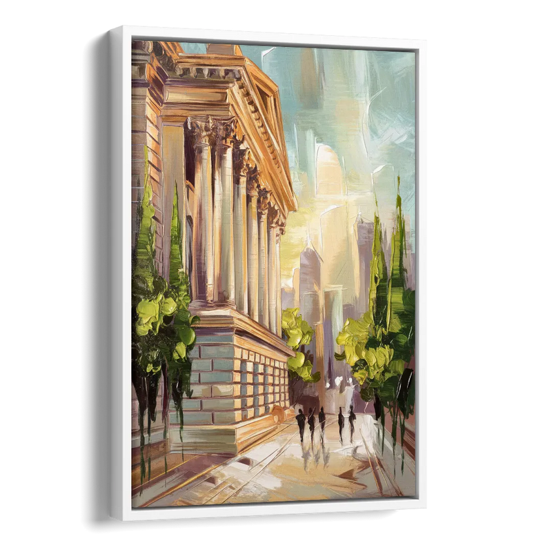 Greensboro Historic Architecture Side - White Canvas Wall Art