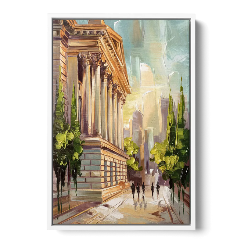 Greensboro Historic Architecture Front - White Canvas Wall Art