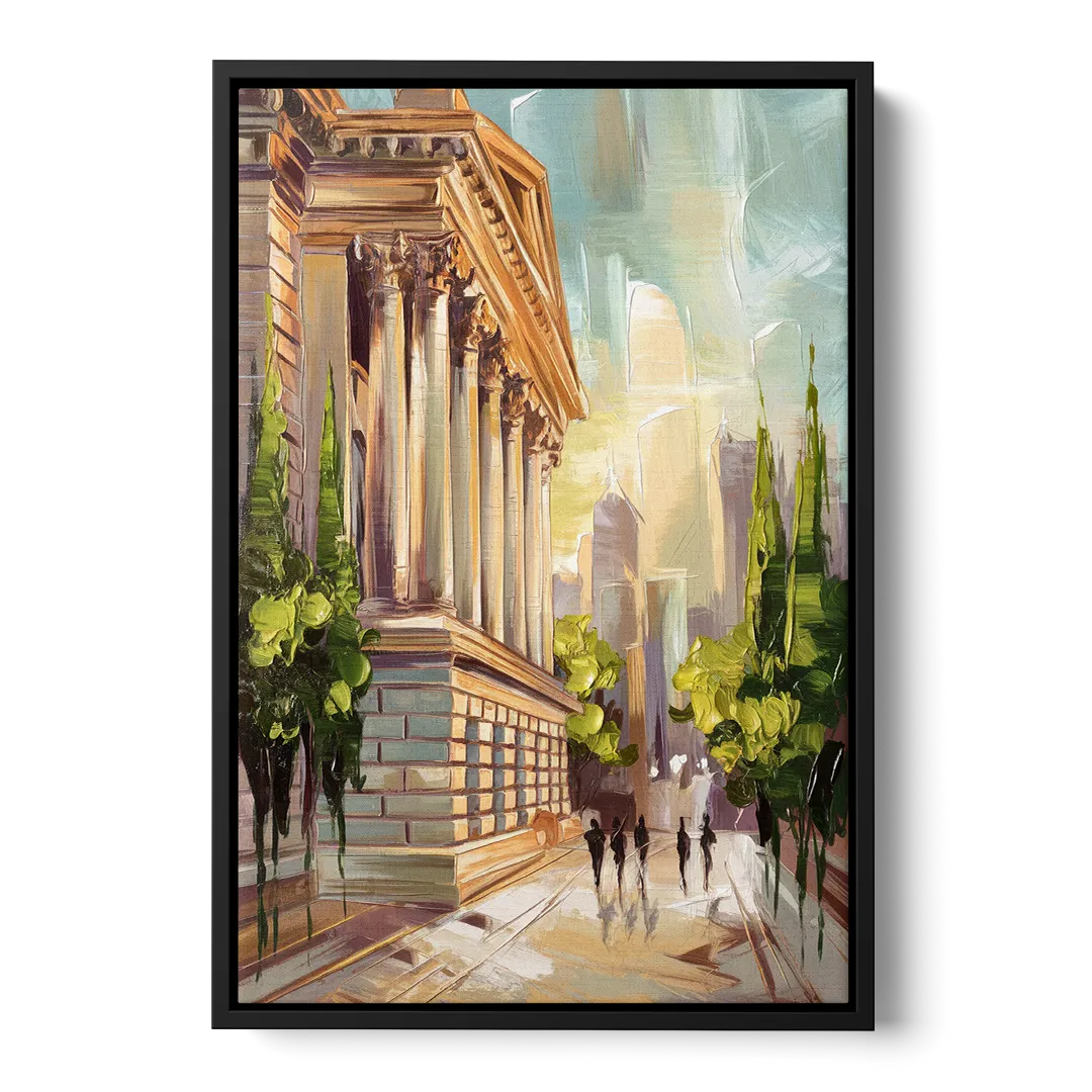 Greensboro Historic Architecture Front - Black Canvas Wall Art