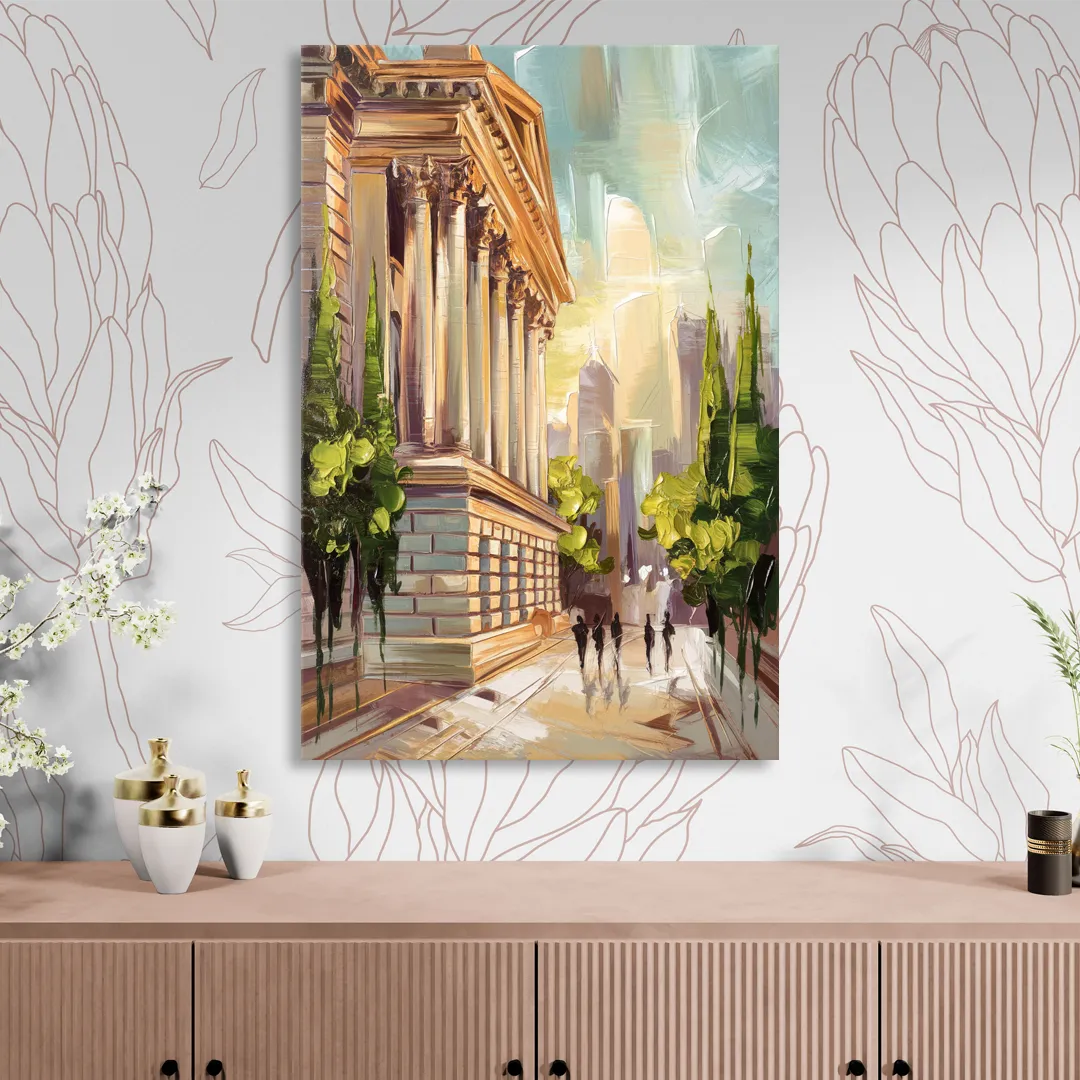 Greensboro Historic Architecture Sitting Room - Canvas Wall Art