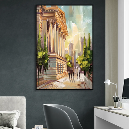 Greensboro Historic Architecture Sitting Room - Black Canvas Wall Art