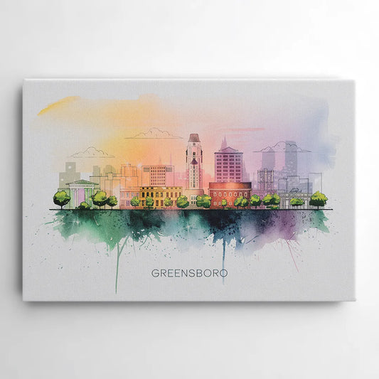 Greensboro Skyline Sunset - Canvas Wall Art