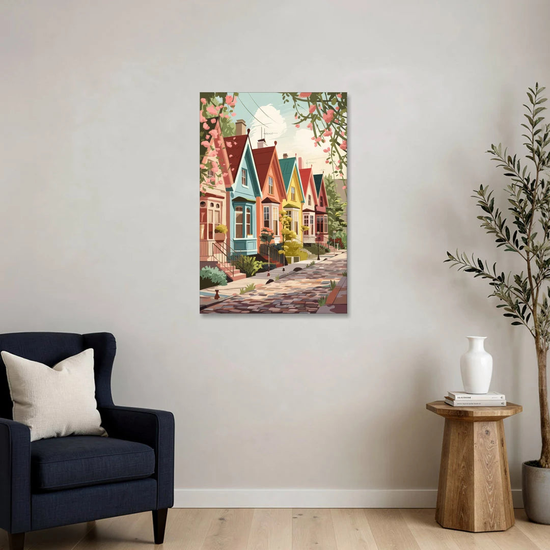 Greensboro Vibrant Neighborhoods - Canvas Wall Art - Sofa - 24x36