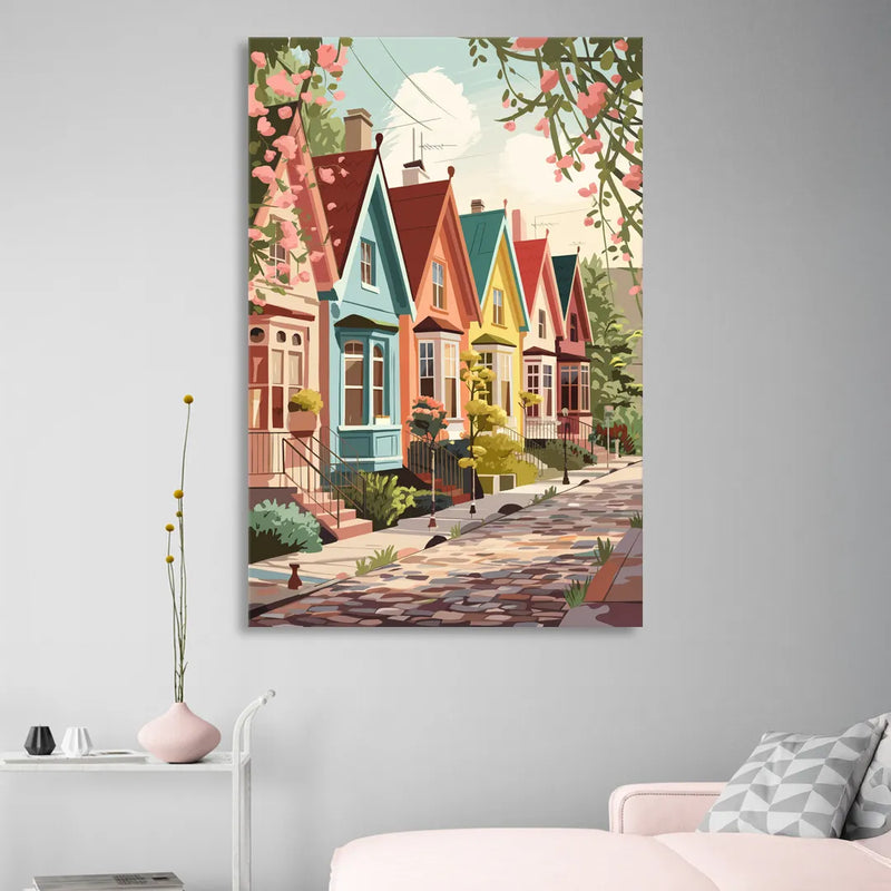 Greensboro Vibrant Neighborhoods Sitting Room - Canvas Wall Art