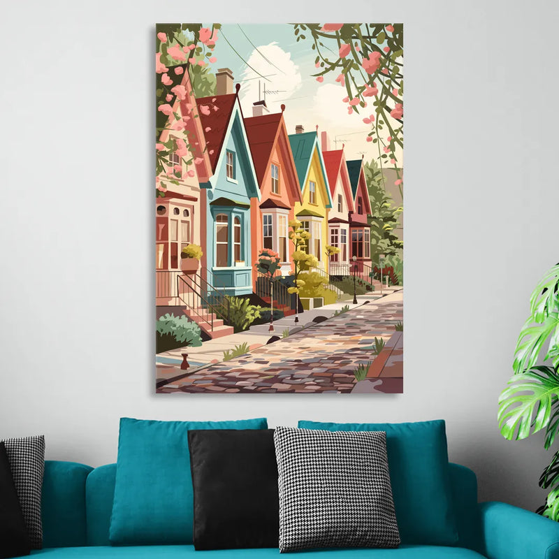 Greensboro Vibrant Neighborhoods Living Room - Canvas Wall Art