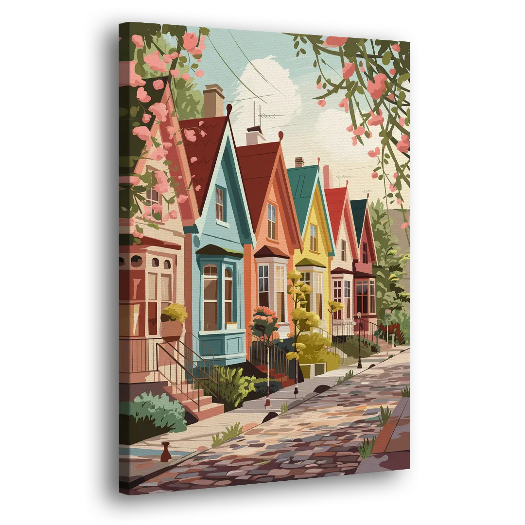 Greensboro Vibrant Neighborhoods Side - Canvas Wall Art