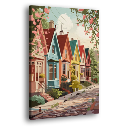 Greensboro Vibrant Neighborhoods Side - Canvas Wall Art