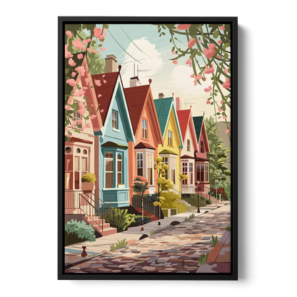 Greensboro Vibrant Neighborhoods Front - Black Canvas Wall Art