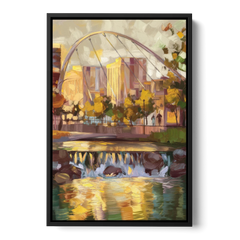 Greenville Downtown Streetscape - Black Framed Canvas Wall Art - Front