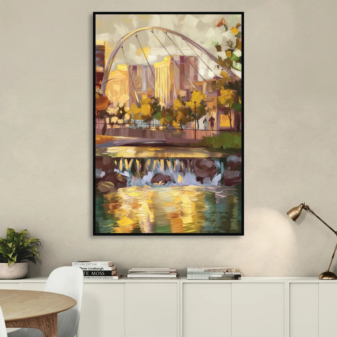 Greenville Downtown Streetscape Living Room - Black Canvas Wall Art