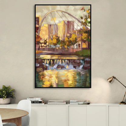 Greenville Downtown Streetscape Living Room - Black Canvas Wall Art