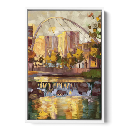 Greenville Downtown Streetscape Front - White Canvas Wall Art