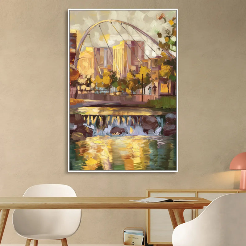 Greenville Downtown Streetscape Sitting Room - White Canvas Wall Art