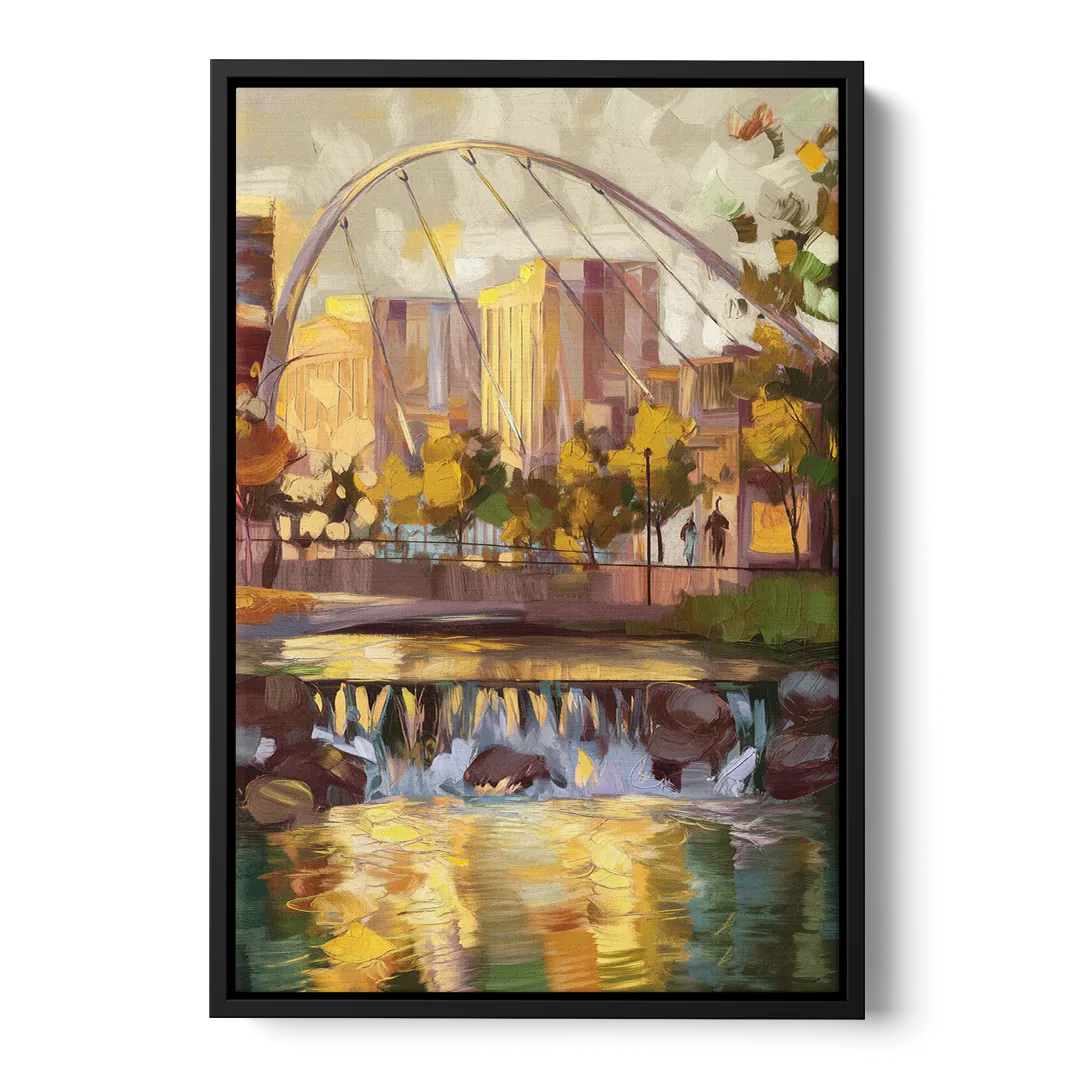 Greenville Downtown Streetscape Front - Black Canvas Wall Art