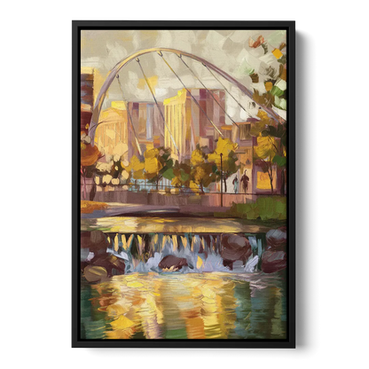 Greenville Downtown Streetscape Front - Black Canvas Wall Art