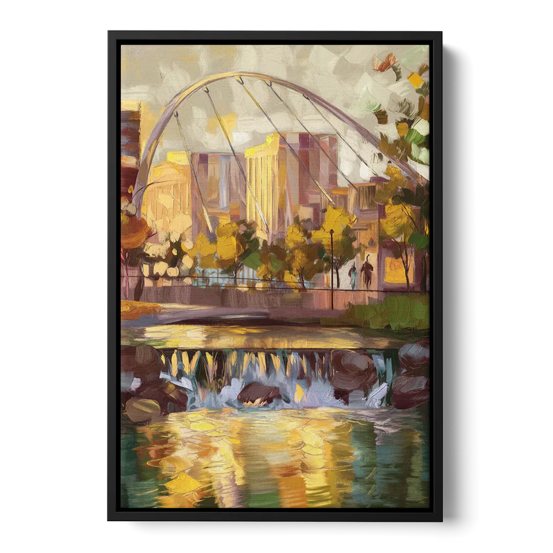Greenville Downtown Streetscape Front - Black Canvas Wall Art