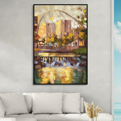 Greenville Downtown Streetscape Sitting Room - Black Canvas Wall Art