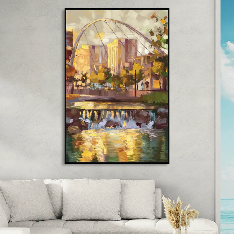 Greenville Downtown Streetscape Sitting Room - Black Canvas Wall Art