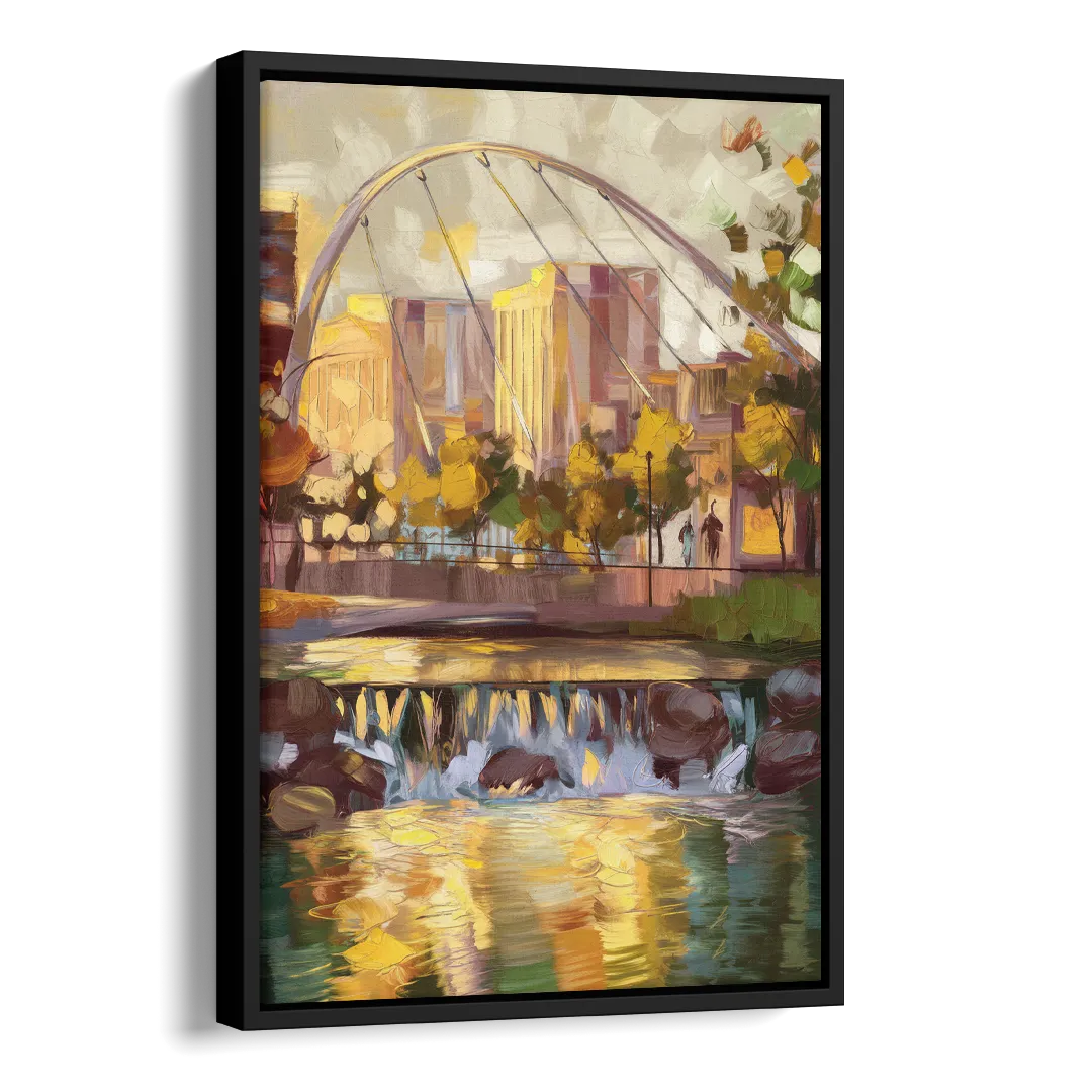 Greenville Downtown Streetscape Side - Black Canvas Wall Art