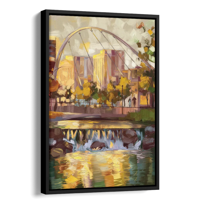 Greenville Downtown Streetscape Side - Black Canvas Wall Art