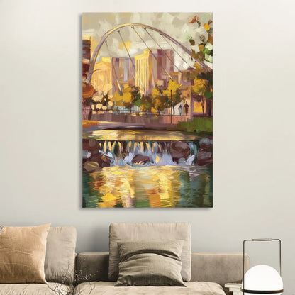 Greenville Downtown Streetscape Living Room - Canvas Wall Art