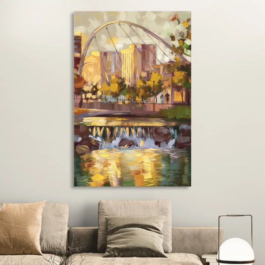 Greenville Downtown Streetscape Living Room - Canvas Wall Art