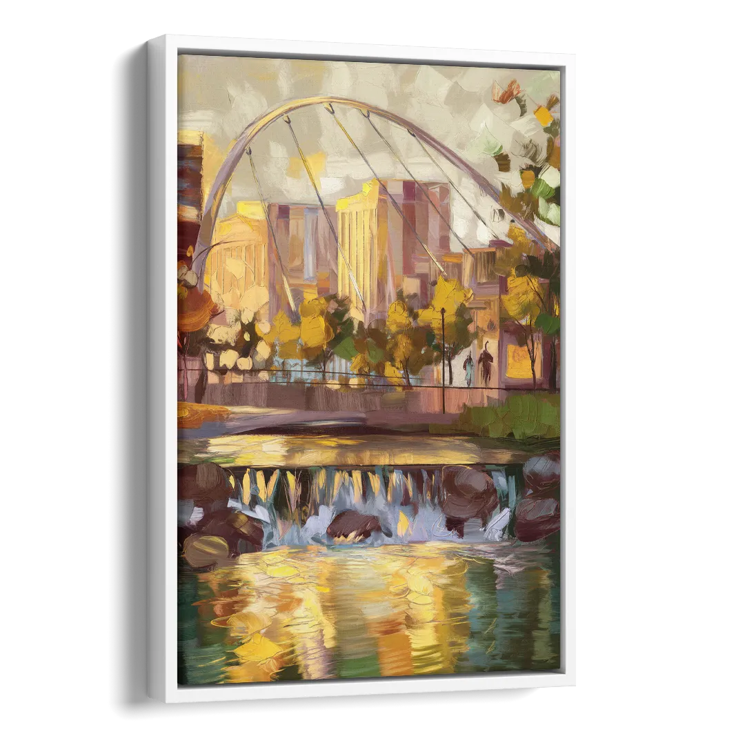 Greenville Downtown Streetscape Side - White Canvas Wall Art