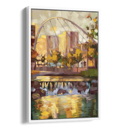 Greenville Downtown Streetscape Side - White Canvas Wall Art