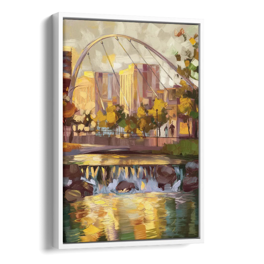 Greenville Downtown Streetscape Side - White Canvas Wall Art