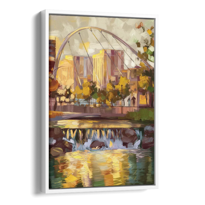 Greenville Downtown Streetscape Side - White Canvas Wall Art