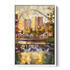 Greenville Downtown Streetscape - White Framed Canvas Wall Art - Front