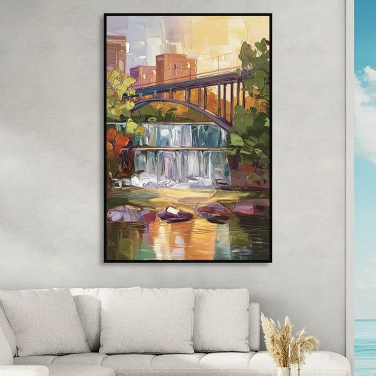 Greenville Historic Landmarks Living Room - Black Canvas Wall Art