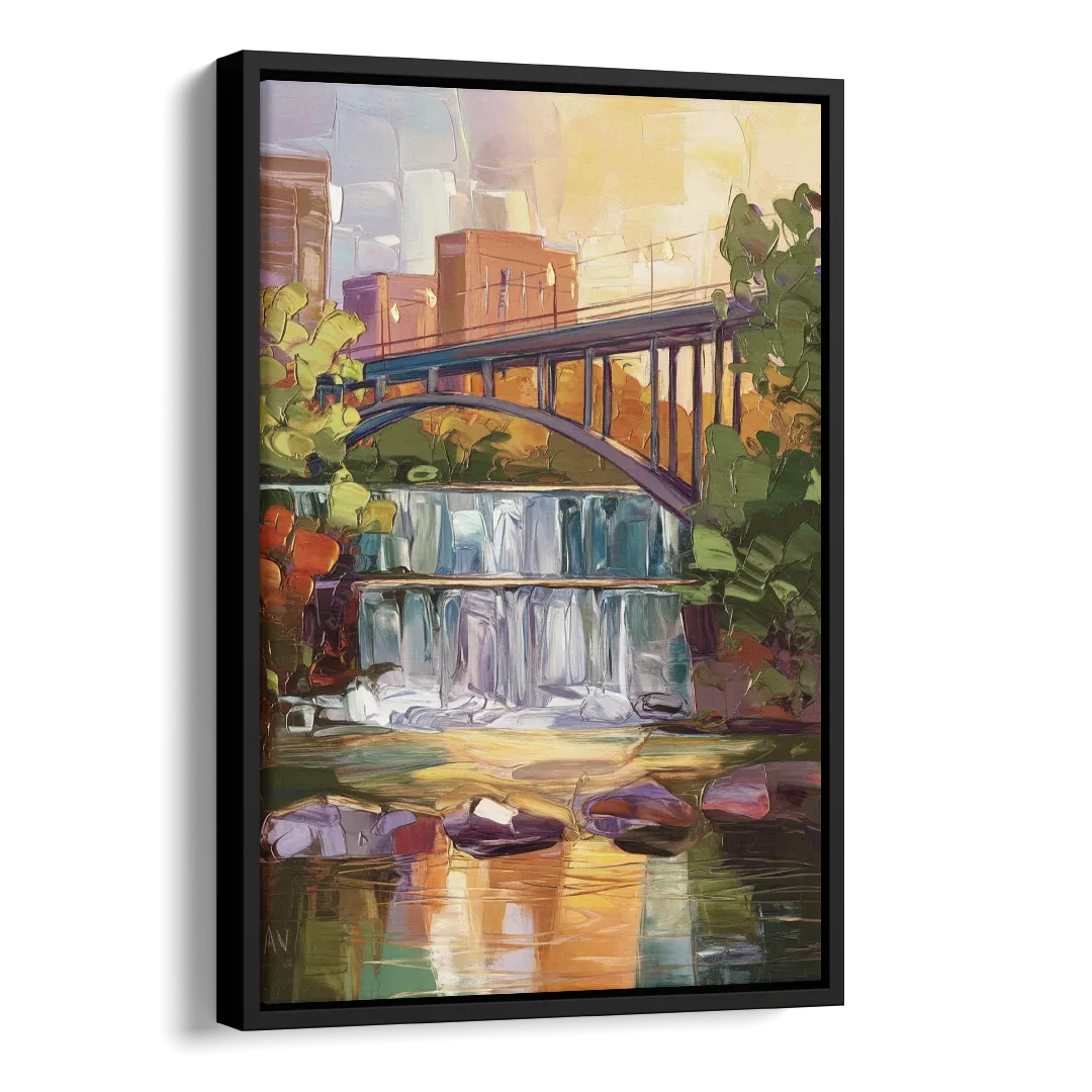 Greenville Historic Landmarks Side - Black Canvas Wall Art