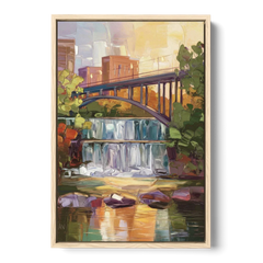 Greenville Historic Landmarks - Oak Framed Canvas Wall Art - Front