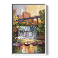 Greenville Historic Landmarks - White Framed Canvas Wall Art - Front